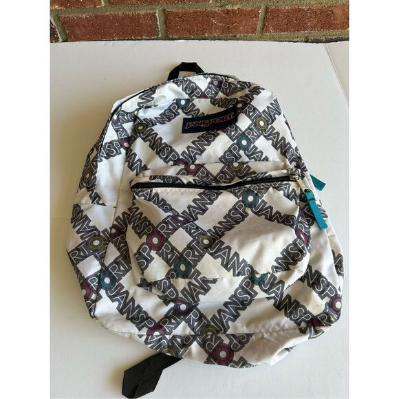 JanSport backpack gray white spellout (stain) 18"x15" - Picture 1 of 7
